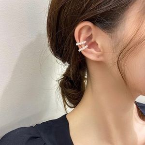 Cute Pearl Faux Clip On No Piercing Cuff Earrings